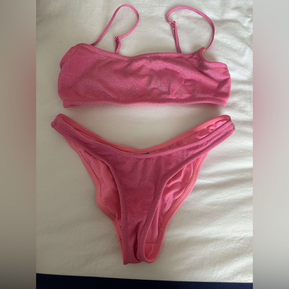 pink triangl bikini set w/ bag